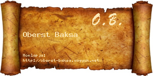 Oberst Baksa névjegykártya